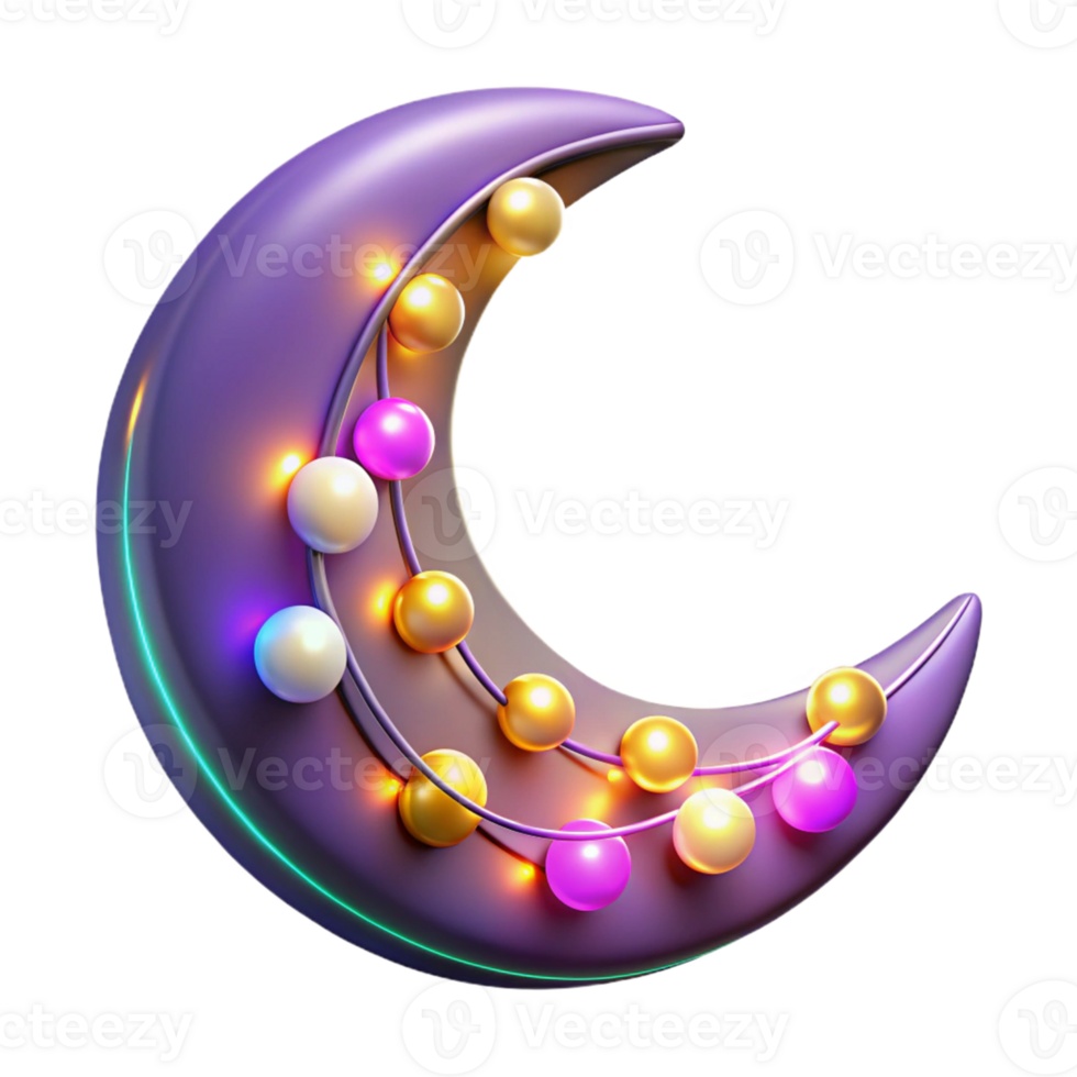 magnificent vintage Crescent Moon 3D Render professional png