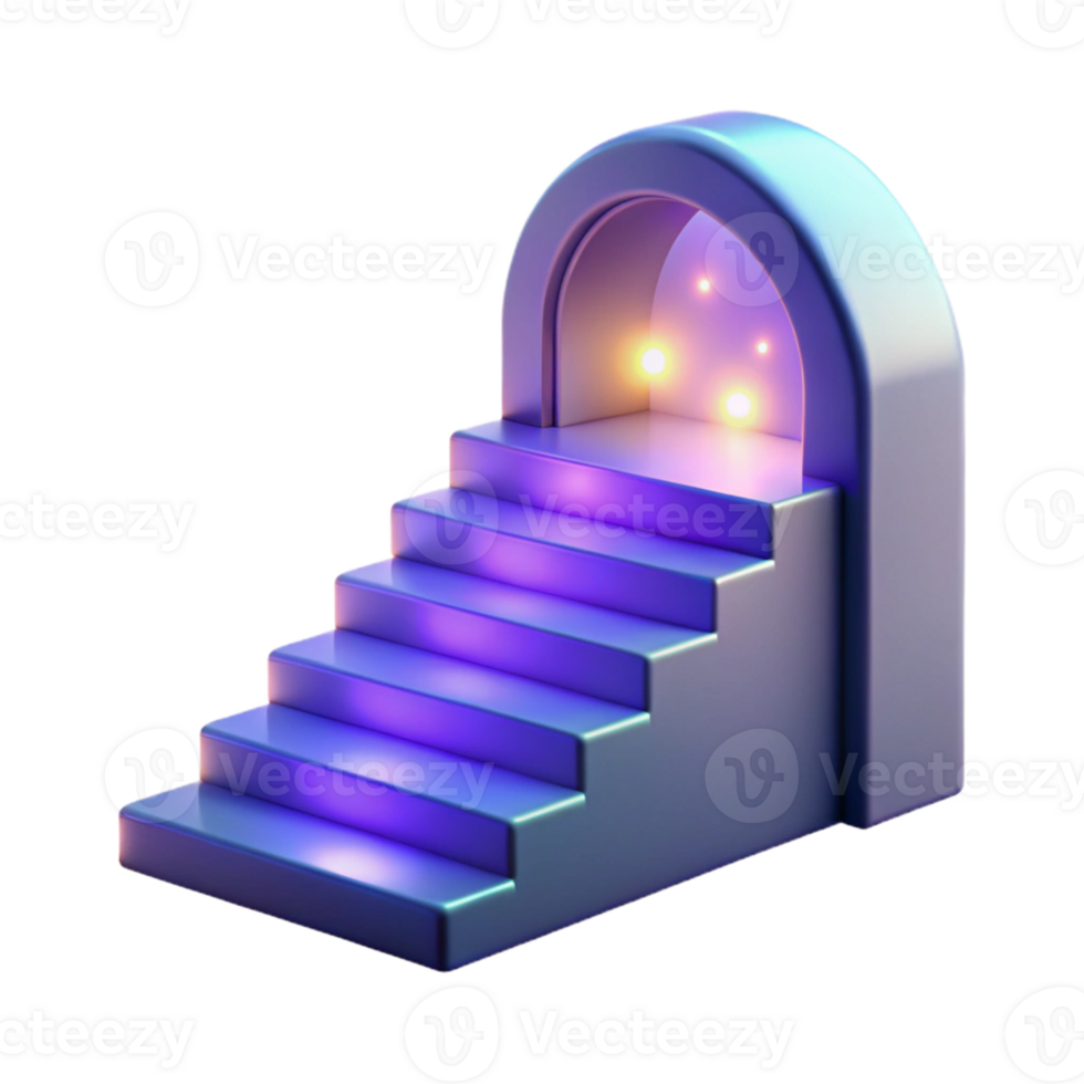 extraordinary rustic 3D Staircase to Illuminated Archway authentic png