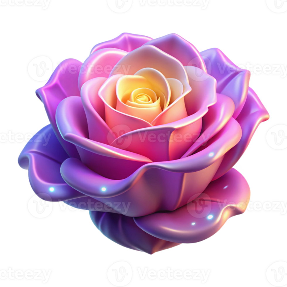 serene vintage 3D Render of a Luminous Rose genuine png