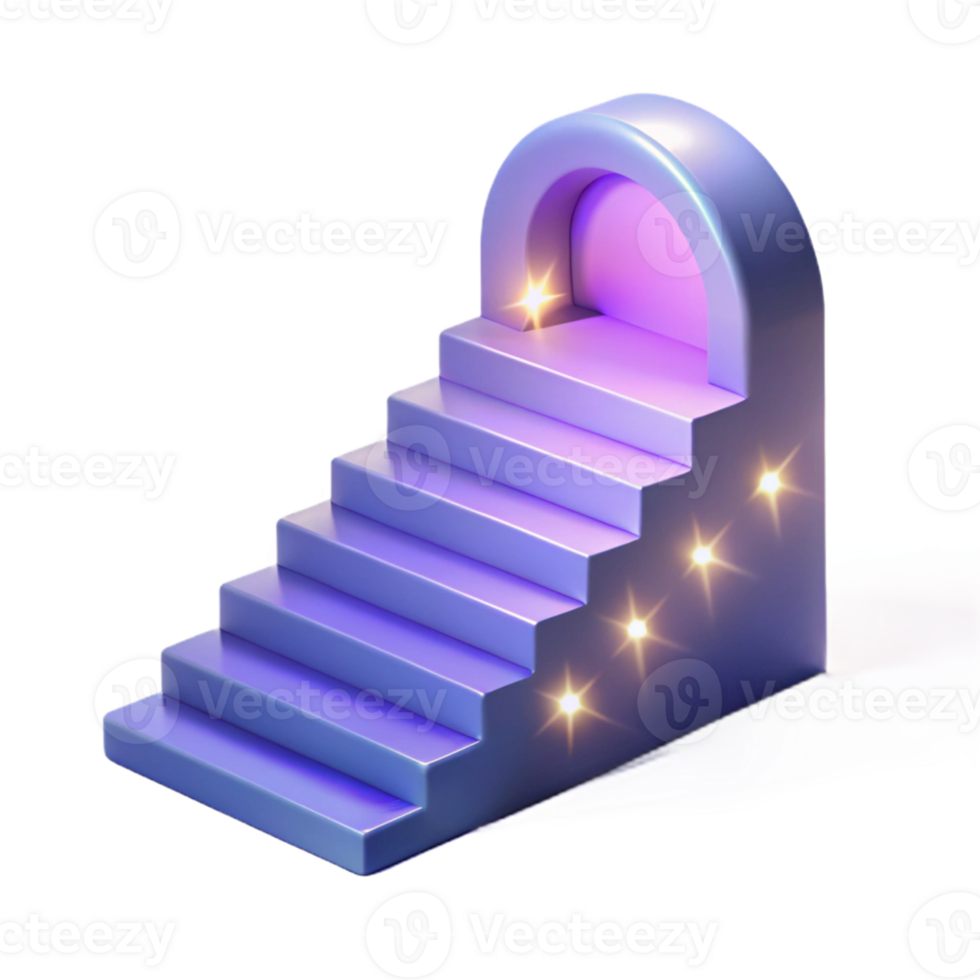 extraordinary artistic 3D Render Purple Staircase to Success high resolution png