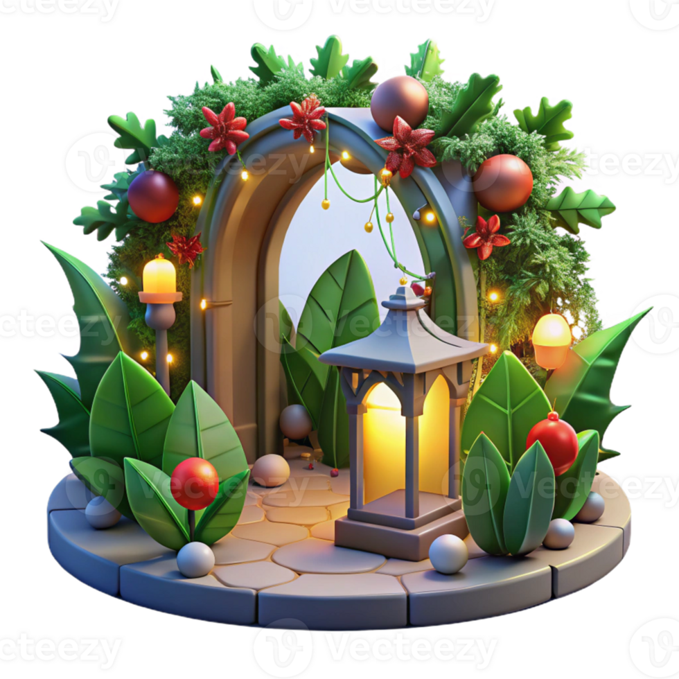 magnificent artistic Festive 3D Archway Illustration with Lantern original png