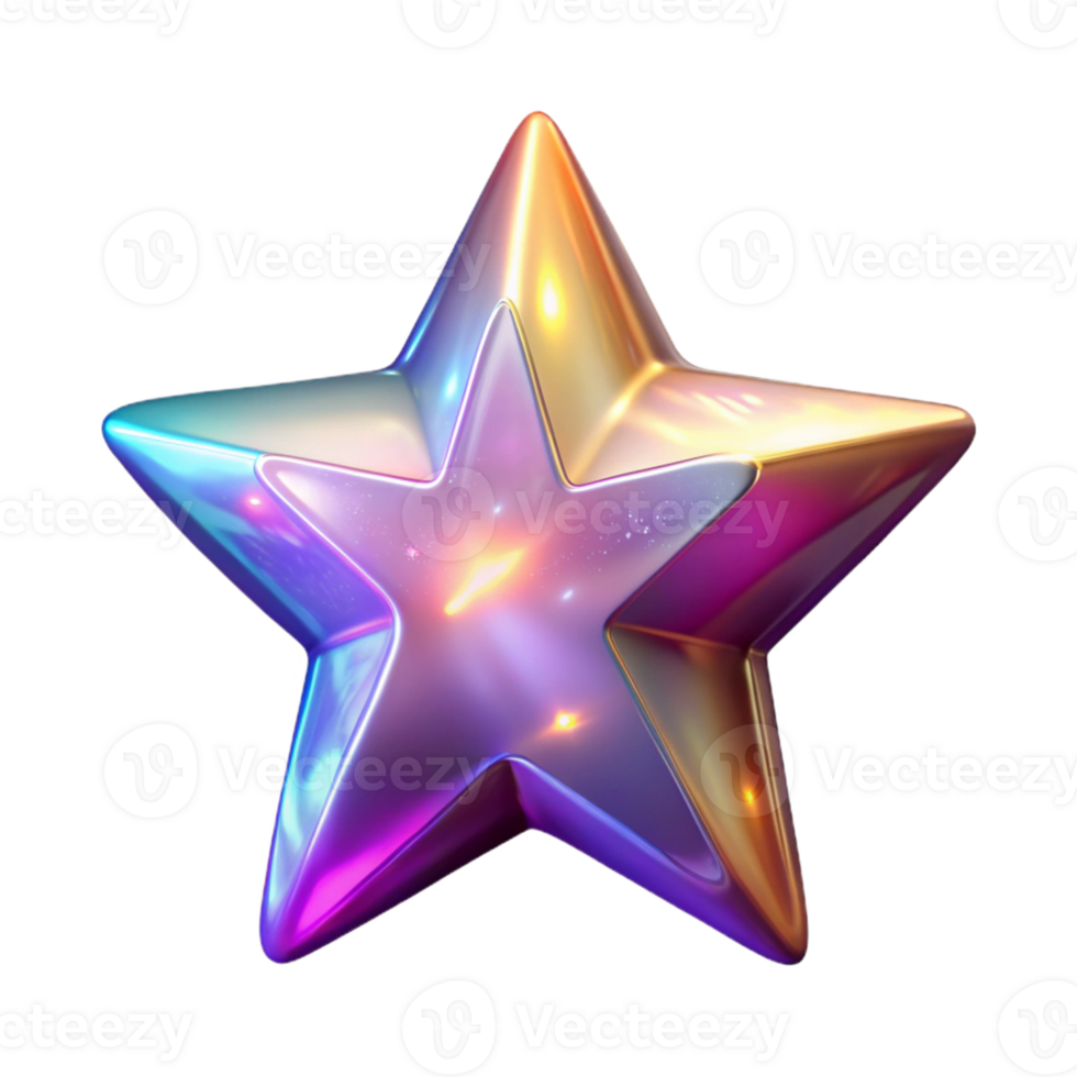 stunning rustic Iridescent 3D Star Graphic exclusive png