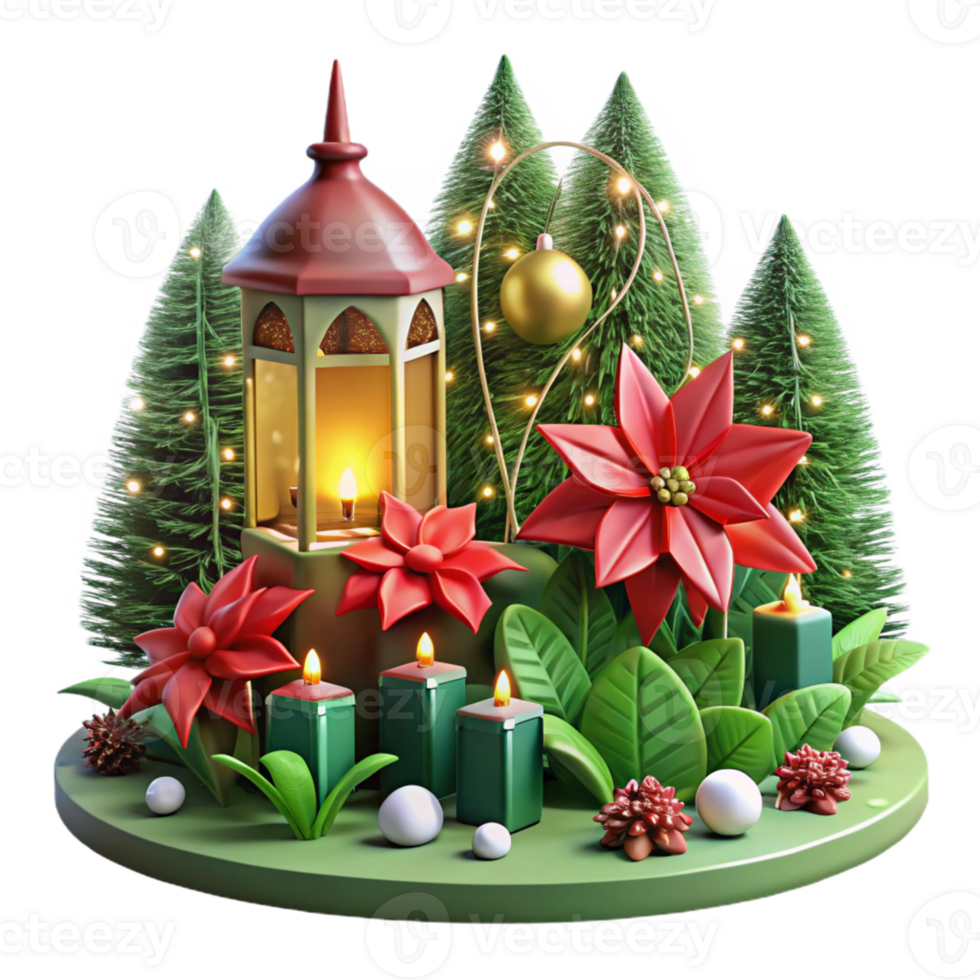magnificent rustic Festive 3D Christmas Lantern Scene high resolution png
