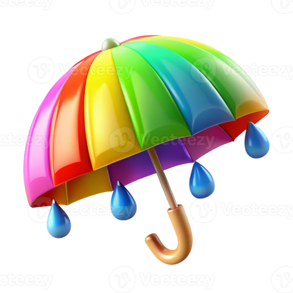 extraordinary minimalist Rainbow Umbrella 3D Illustration exclusive png