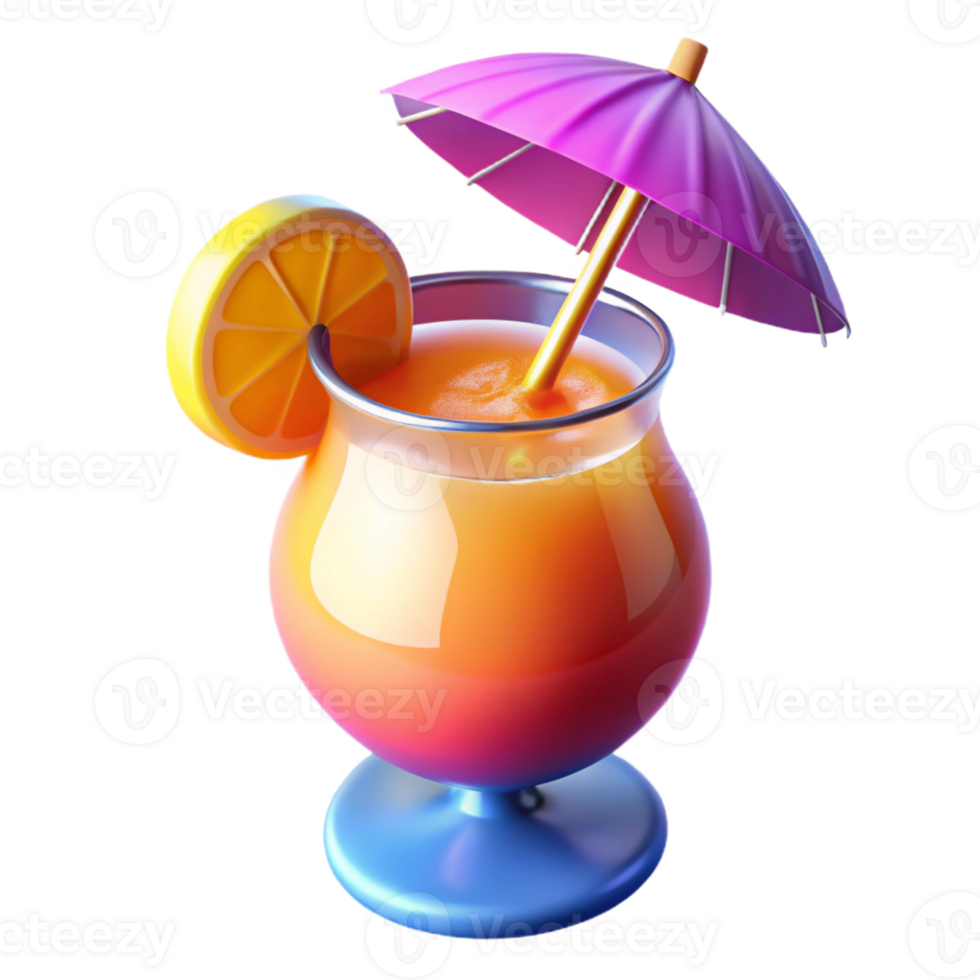 dramatic classic 3D Render of Summer Cocktail high resolution png