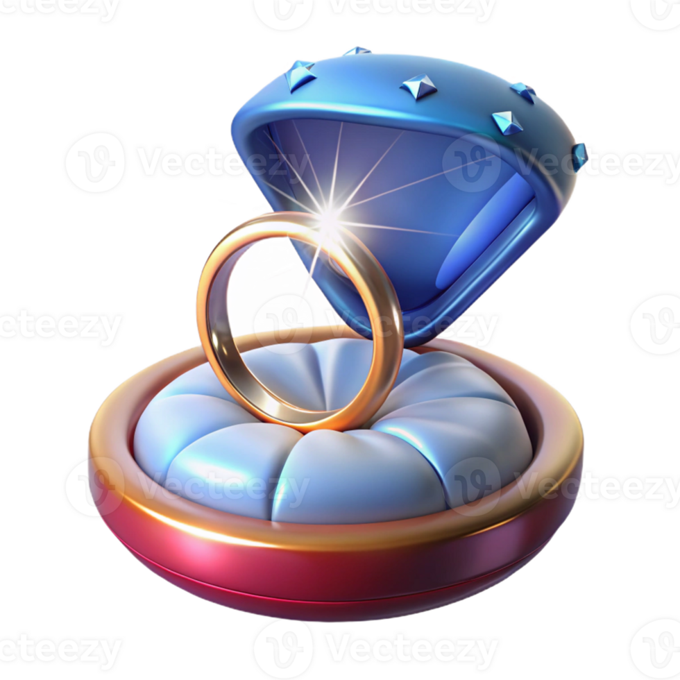 elegant abstract 3D Render Sparkling Ring in Jewel Box 4K png