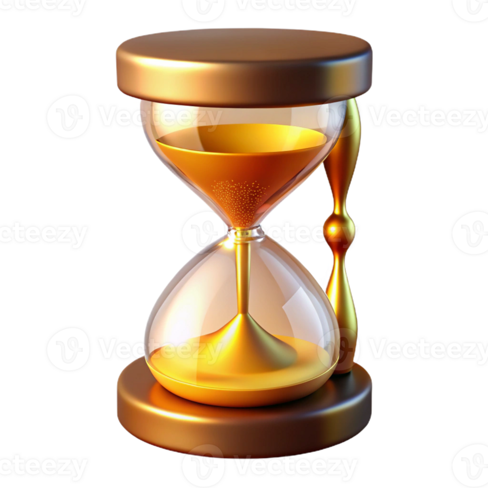 serene artistic Golden Hourglass 3D Render high resolution png