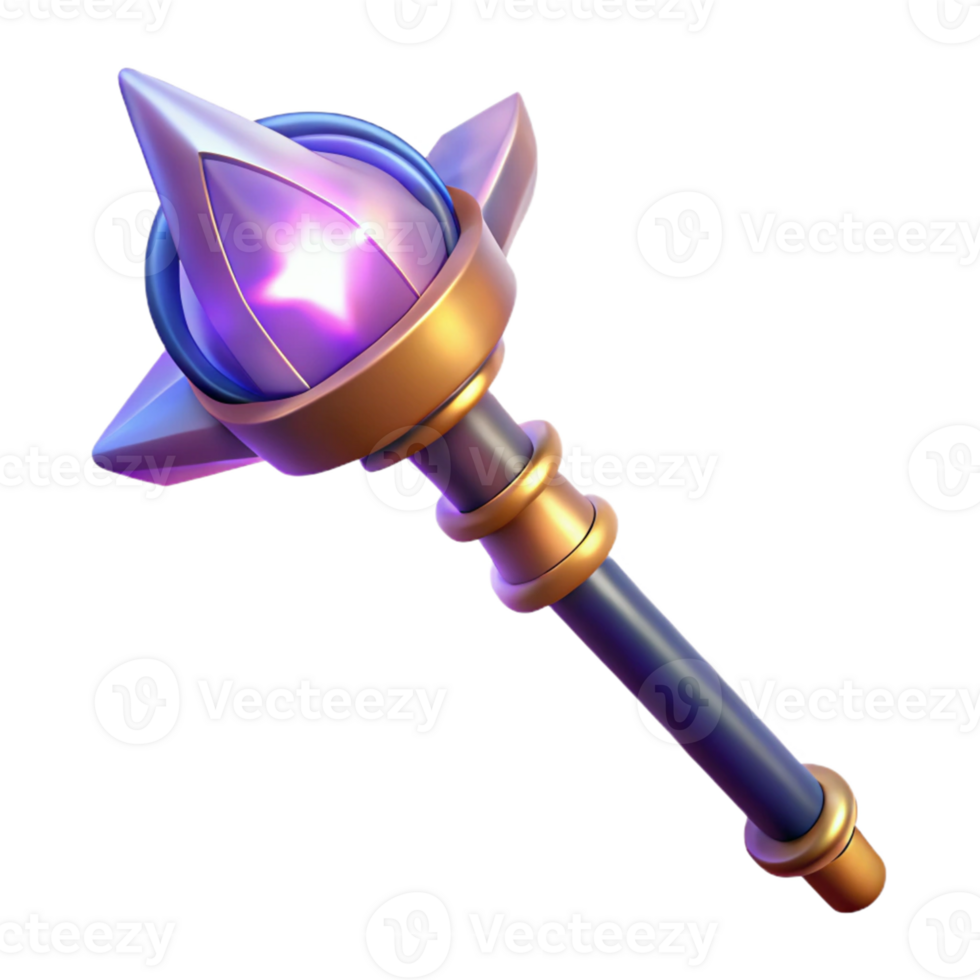 extraordinary classic Magical Staff 3D Render authentic png
