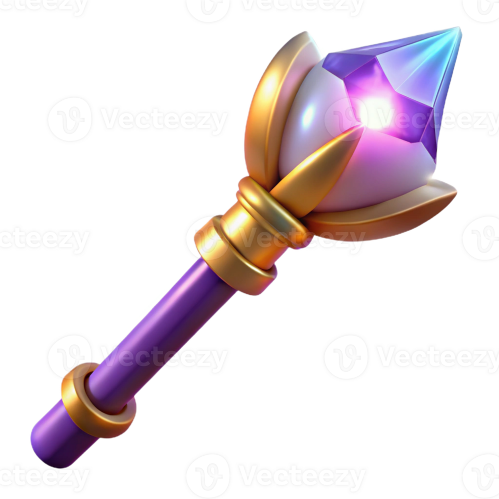 extraordinary artistic Glowing Crystal Scepter 3D Render professional png