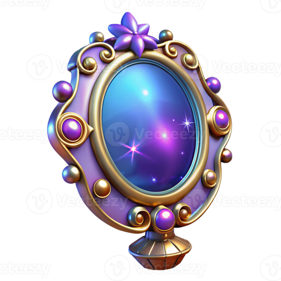 vibrant modern Ornate 3D Render of a Magical Mirror high quality png