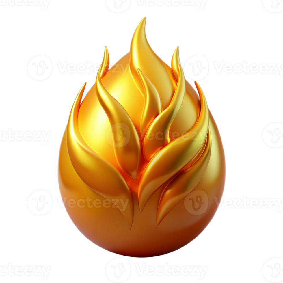 stunning creative Golden Flame 3D Render 4K png