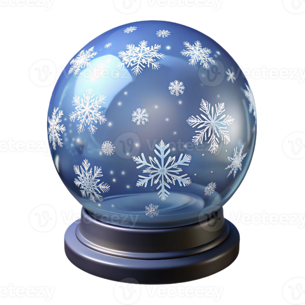 serene rustic Winter Snow Globe 3D Render high quality png