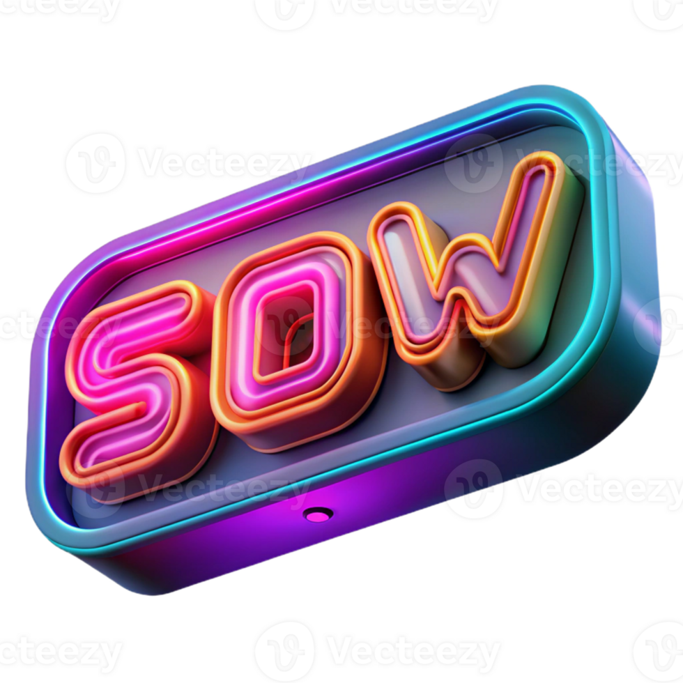 extraordinary minimalist Neon Sign 3D Render SOW 4K png