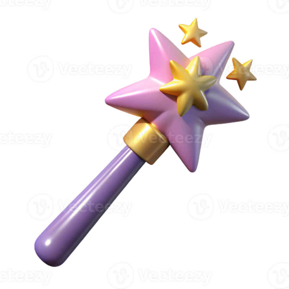 magnificent traditional Purple Star Wand 3D Render exclusive png