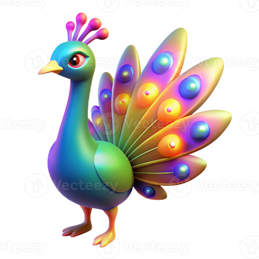 serene creative Vibrant 3D Peacock Illustration high resolution png