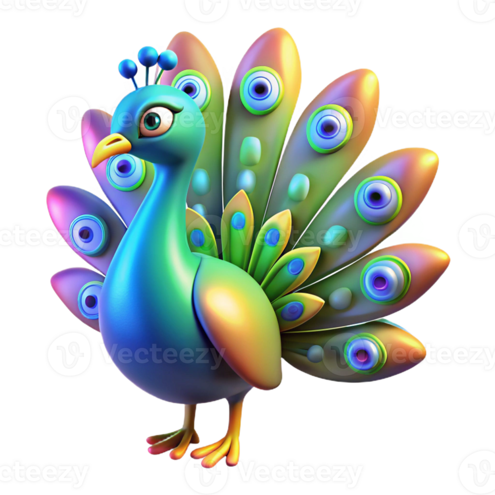 stunning abstract Vibrant 3D Peacock Illustration high resolution png