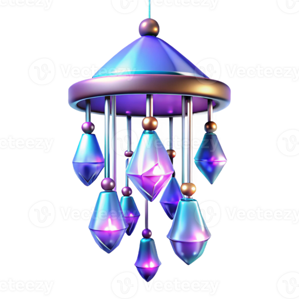 serene artistic 3D Render of a Crystal Mobile professional png