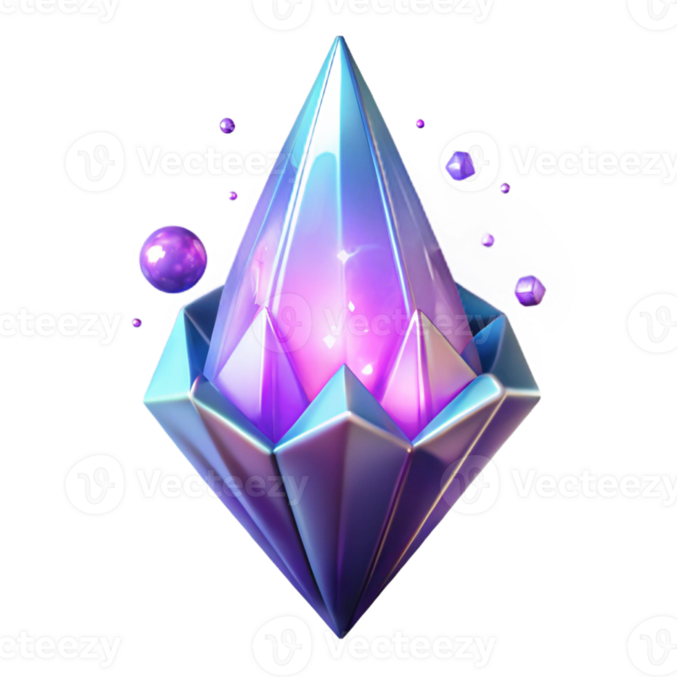 stunning creative Glowing Crystal 3D Render 4K png