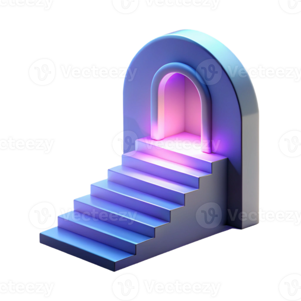 stunning traditional 3D Render of Illuminated Steps Leading to Archway detailed png