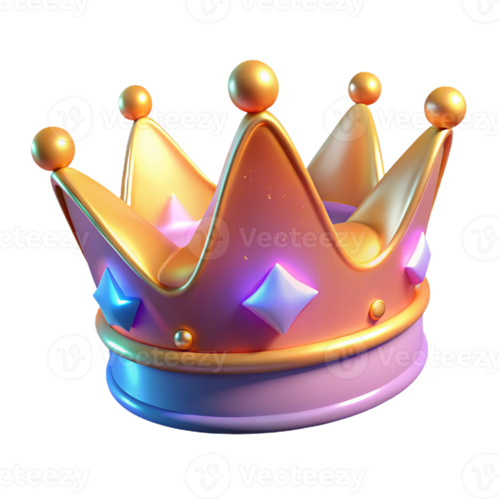 elegant artistic 3D Render of a Cartoon Crown premium png