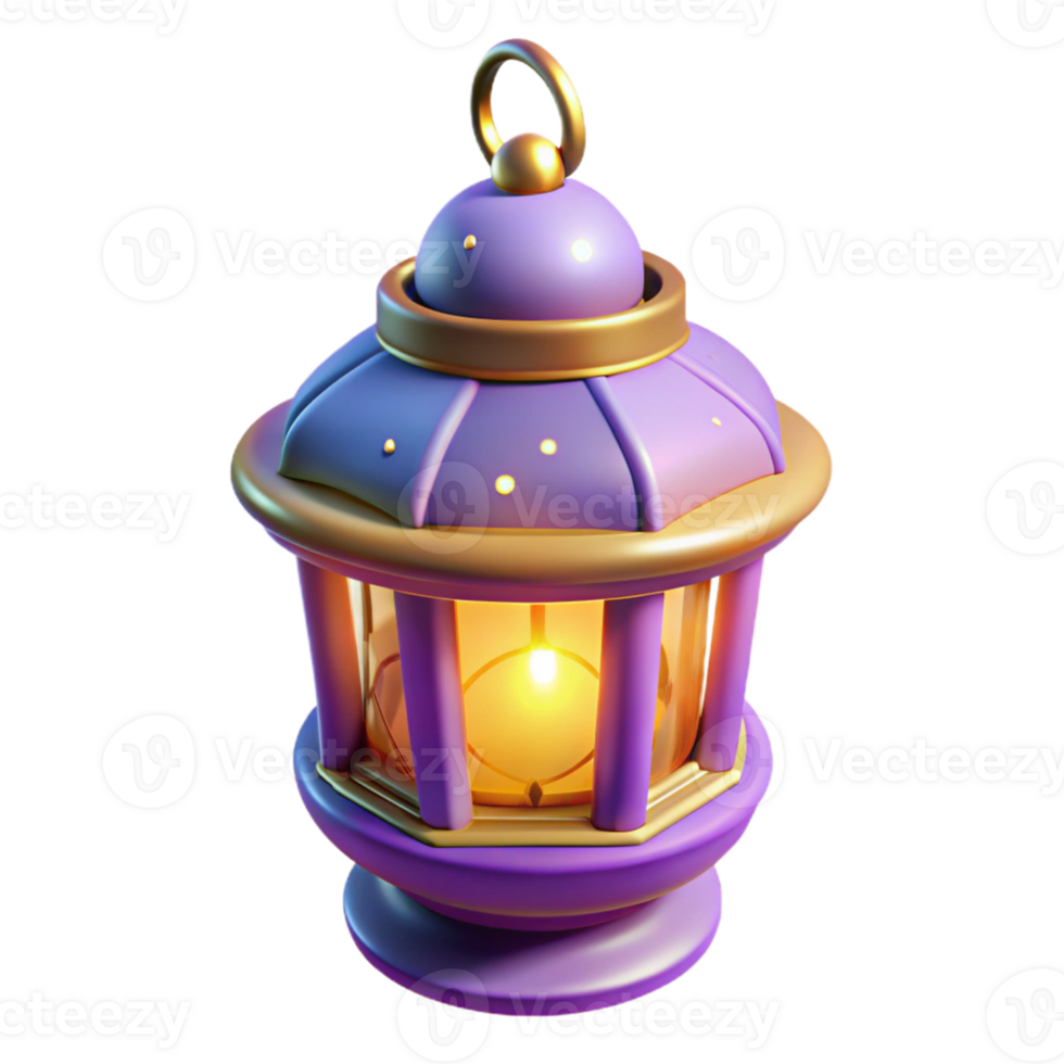 impressive classic Purple Gold 3D Lantern Illustration original png