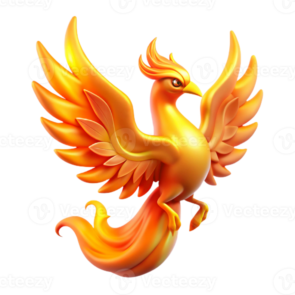 extraordinary rustic Fiery Phoenix 3D Illustration 4K png