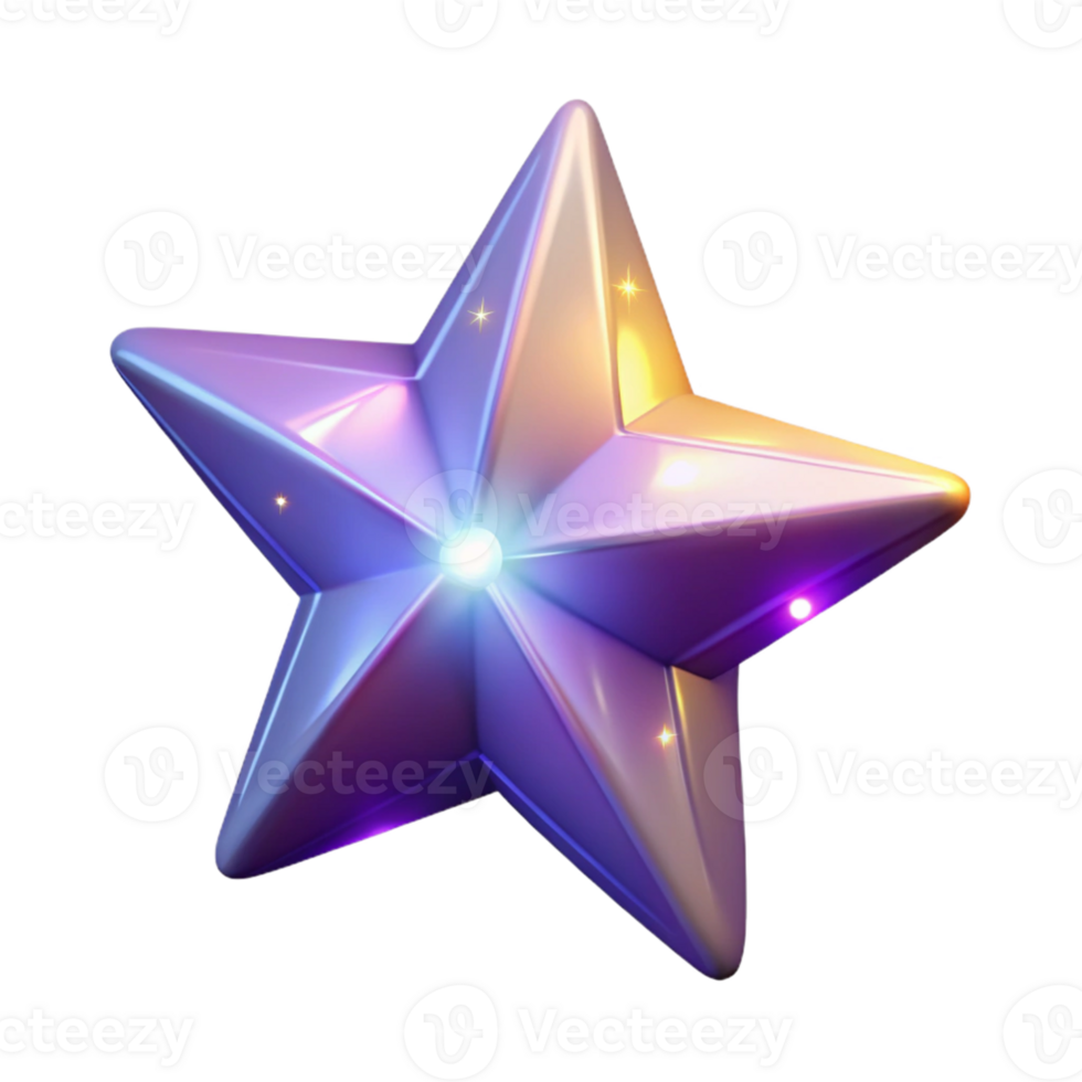 wonderful contemporary Glowing 3D Star Illustration high quality png