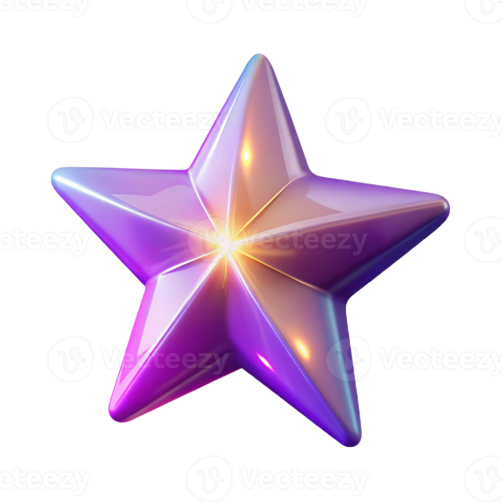 serene abstract Glowing Purple 3D Star Illustration professional png