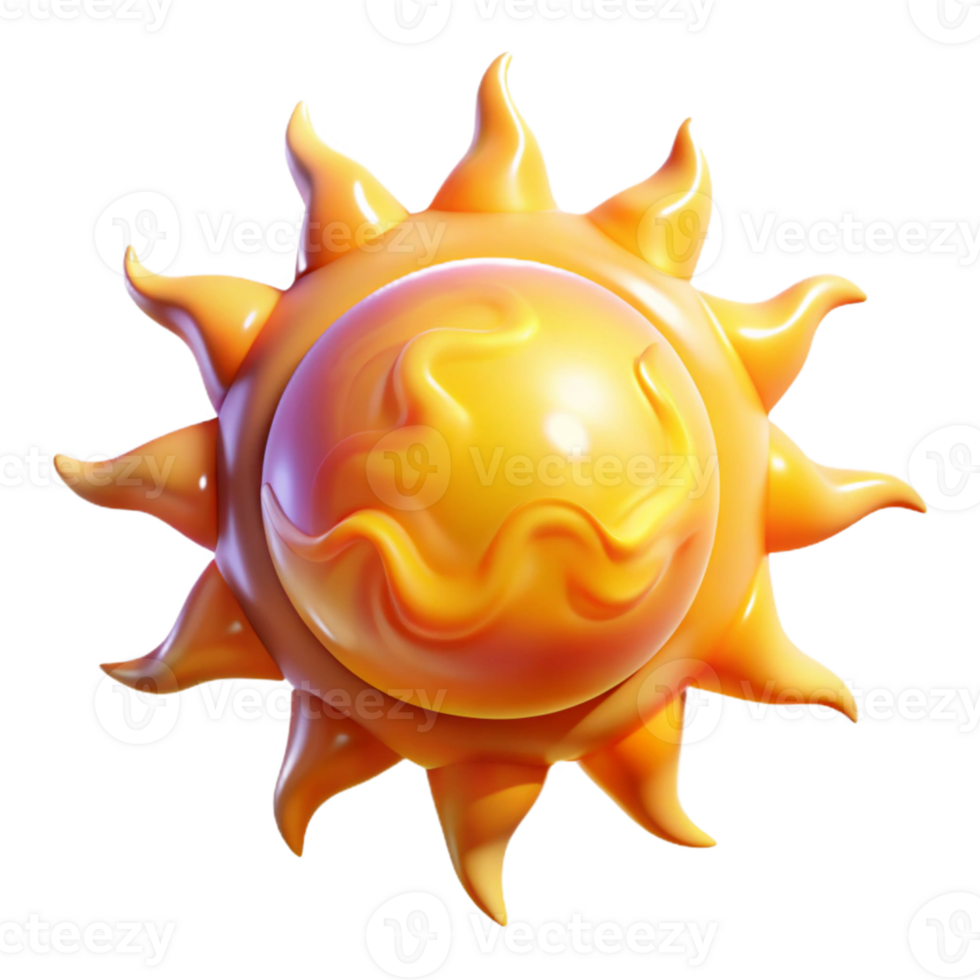 beautiful abstract 3D Sun Illustration, Yellow Cartoon Sun 4K png