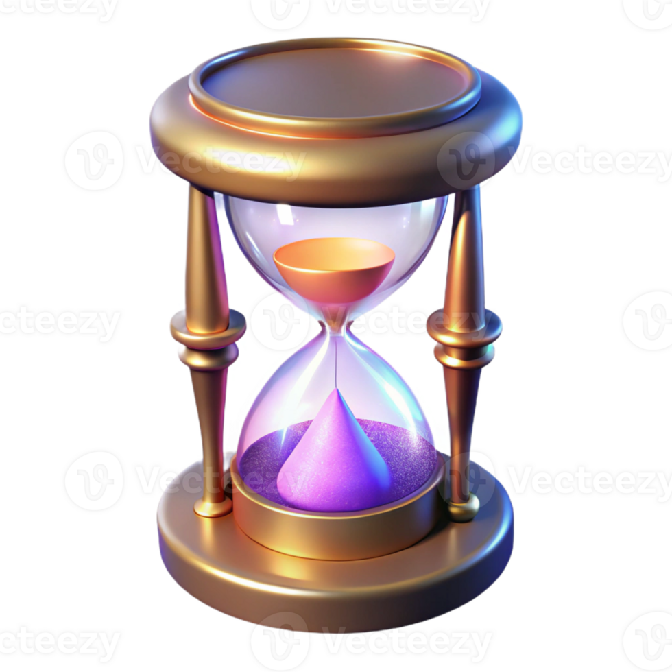 wonderful contemporary Golden Hourglass 3D Render detailed png