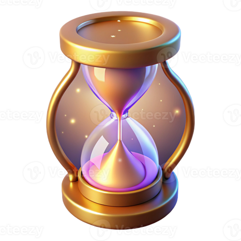 wonderful minimalist Golden Hourglass 3D Render premium png