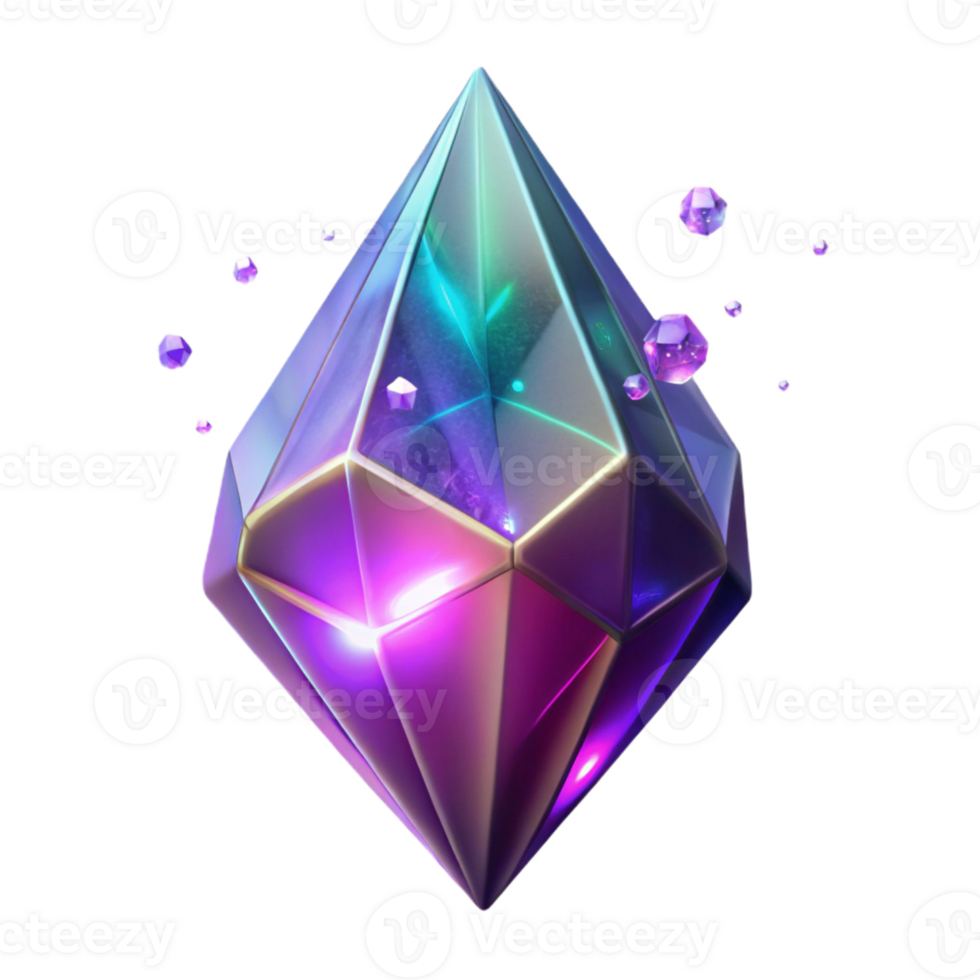 impressive rustic Glowing Crystal Gem 3D Render authentic png