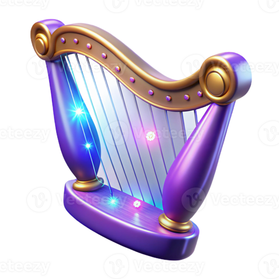 impressive artistic Enchanted Purple Harp 3D Render authentic png