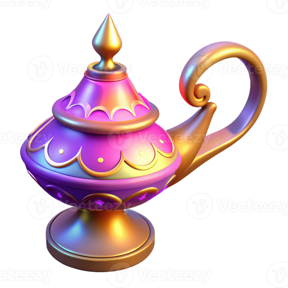 wonderful modern 3D Render of a Magical Oil Lamp authentic png