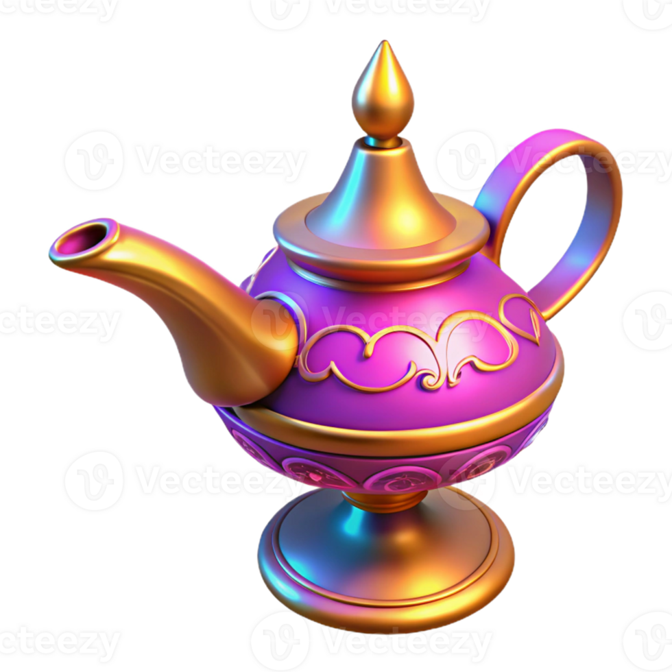 beautiful contemporary Ornate 3D Render of a Magical Lamp professional png