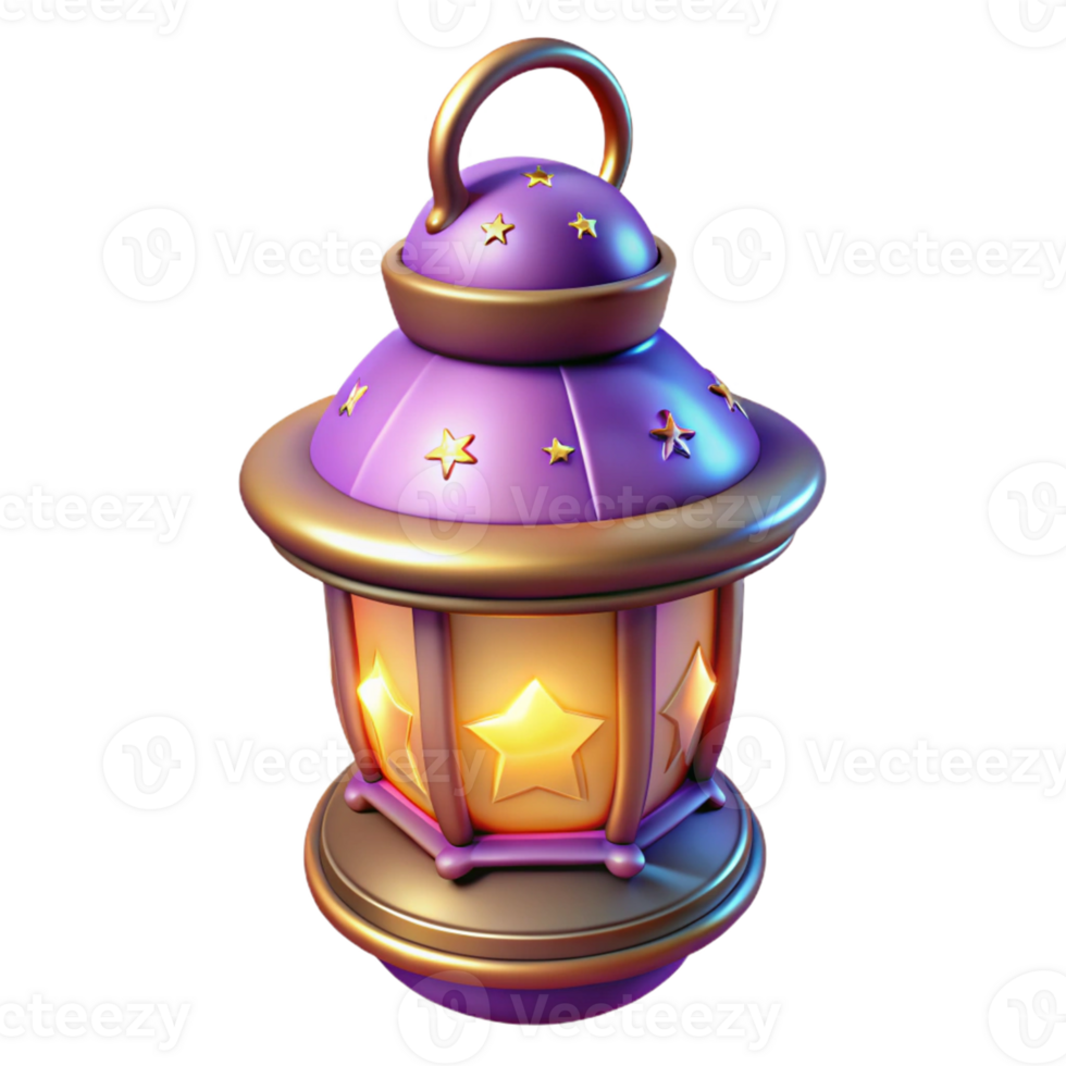 extraordinary creative 3D Render Purple Lantern with Stars premium png