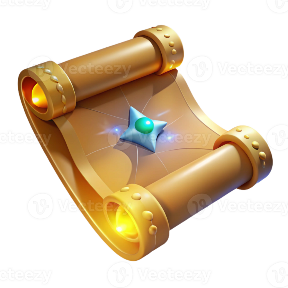 serene minimalist Golden Scroll 3D Render high resolution png