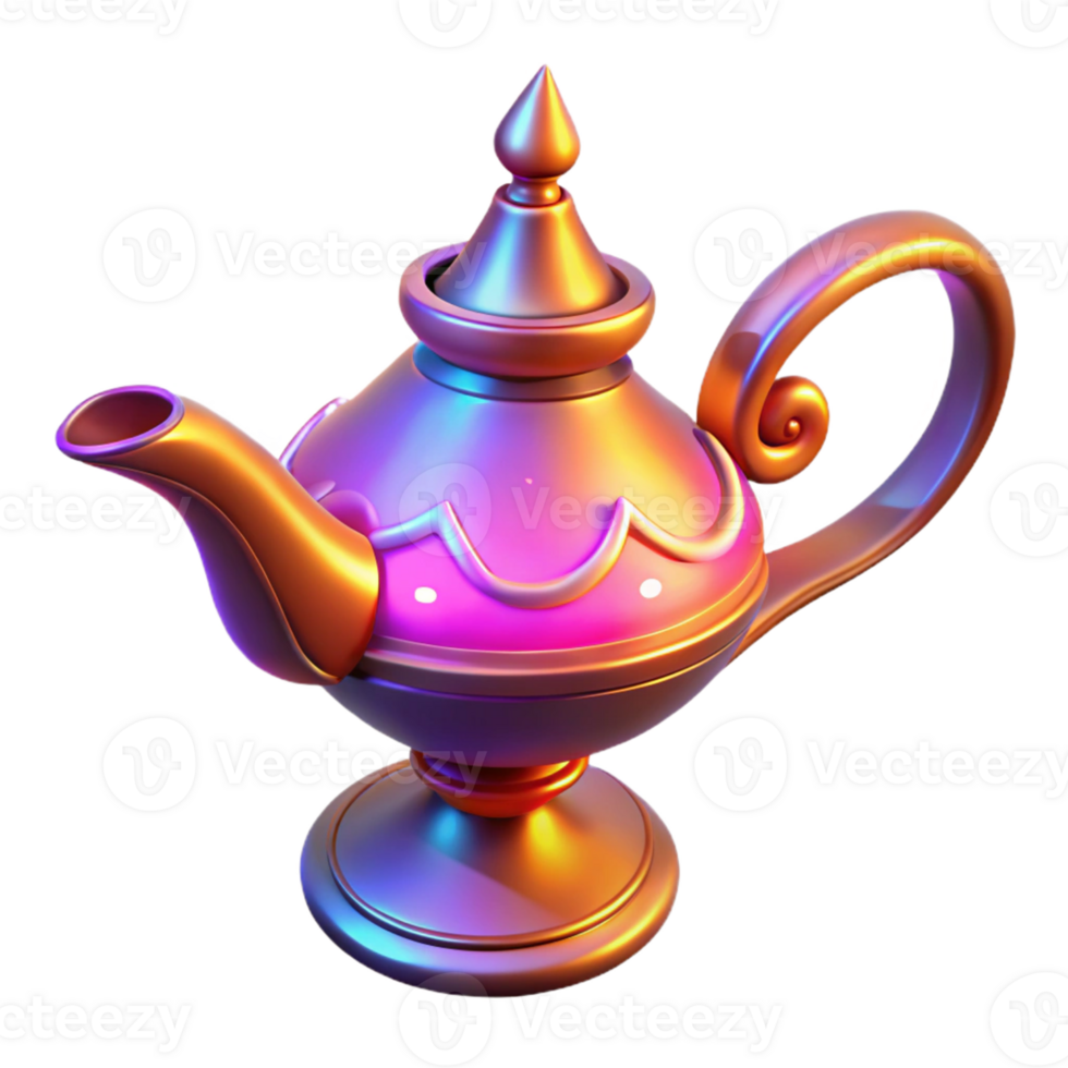 beautiful contemporary 3D Render Magical Lamp Illustration detailed png