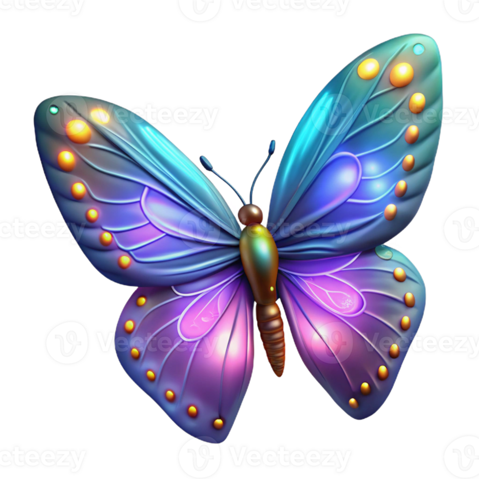 serene abstract Luminous Butterfly 3D Illustration high resolution png