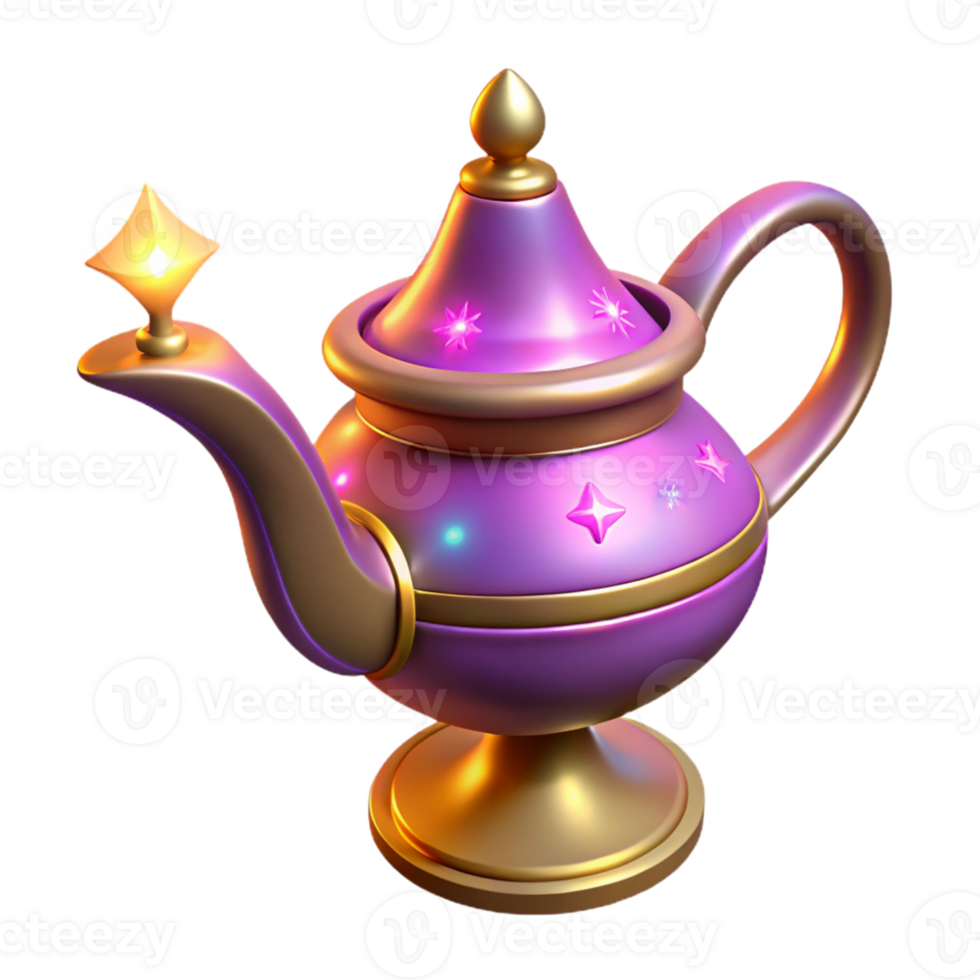 impressive vintage Magical 3D Render of a Purple and Gold Lamp premium png