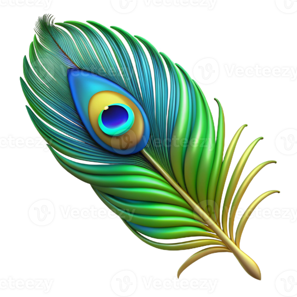 impressive artistic Vivid 3D Peacock Feather Illustration premium png