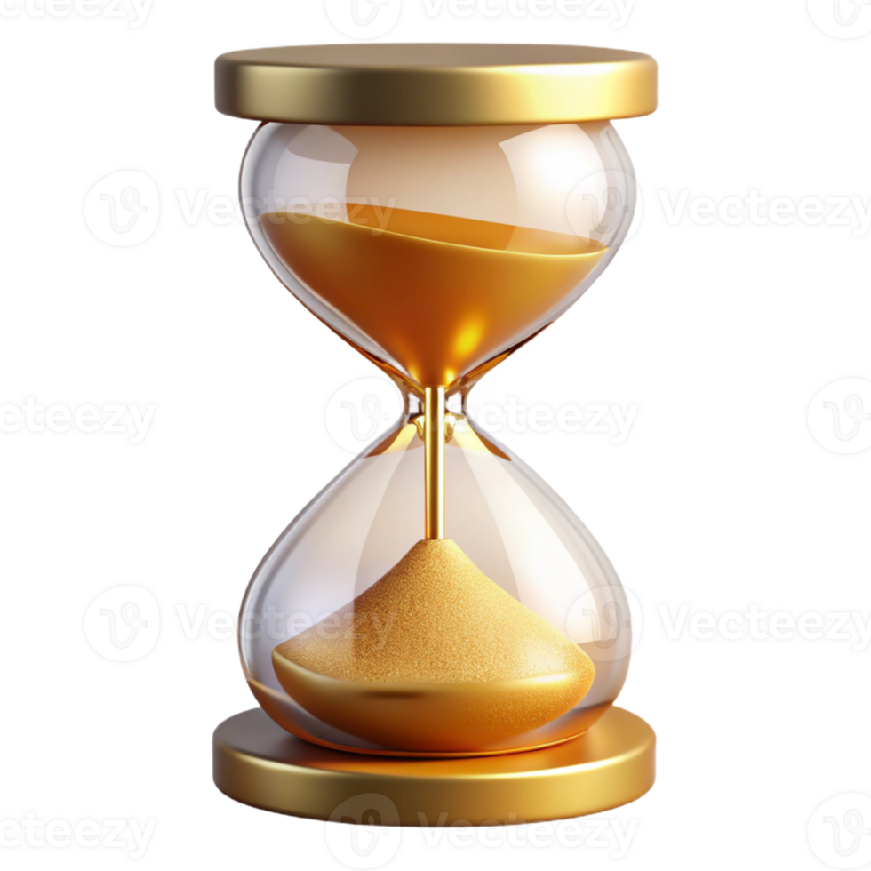 vibrant modern Golden Hourglass 3D Render authentic png