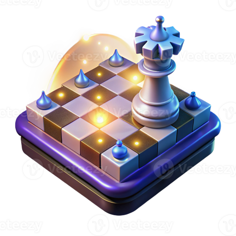 dramatic minimalist 3D Chess Piece Illustration, Strategic Game detailed png