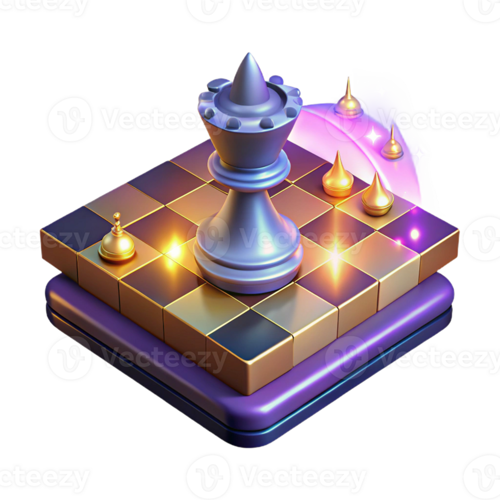 stunning minimalist 3D Chess Queen Illustration Strategy Game high quality png