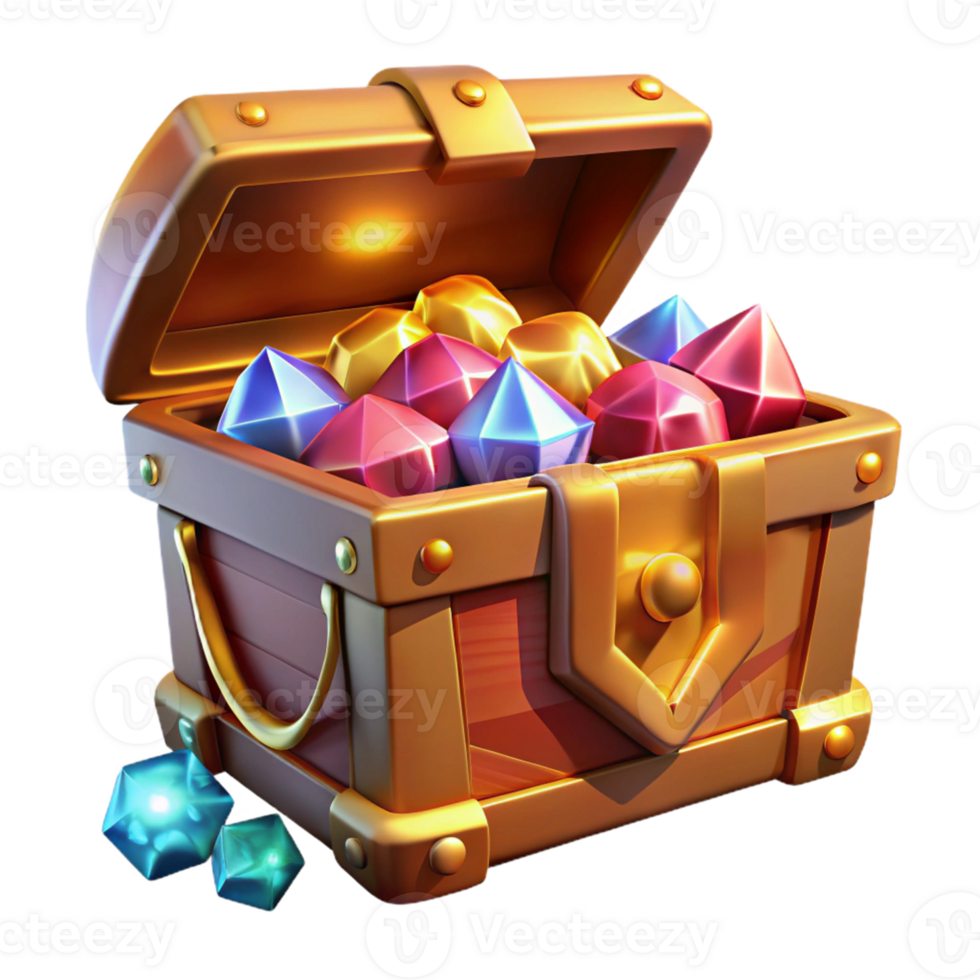 dramatic artistic 3D Render Treasure Chest with Gems authentic png