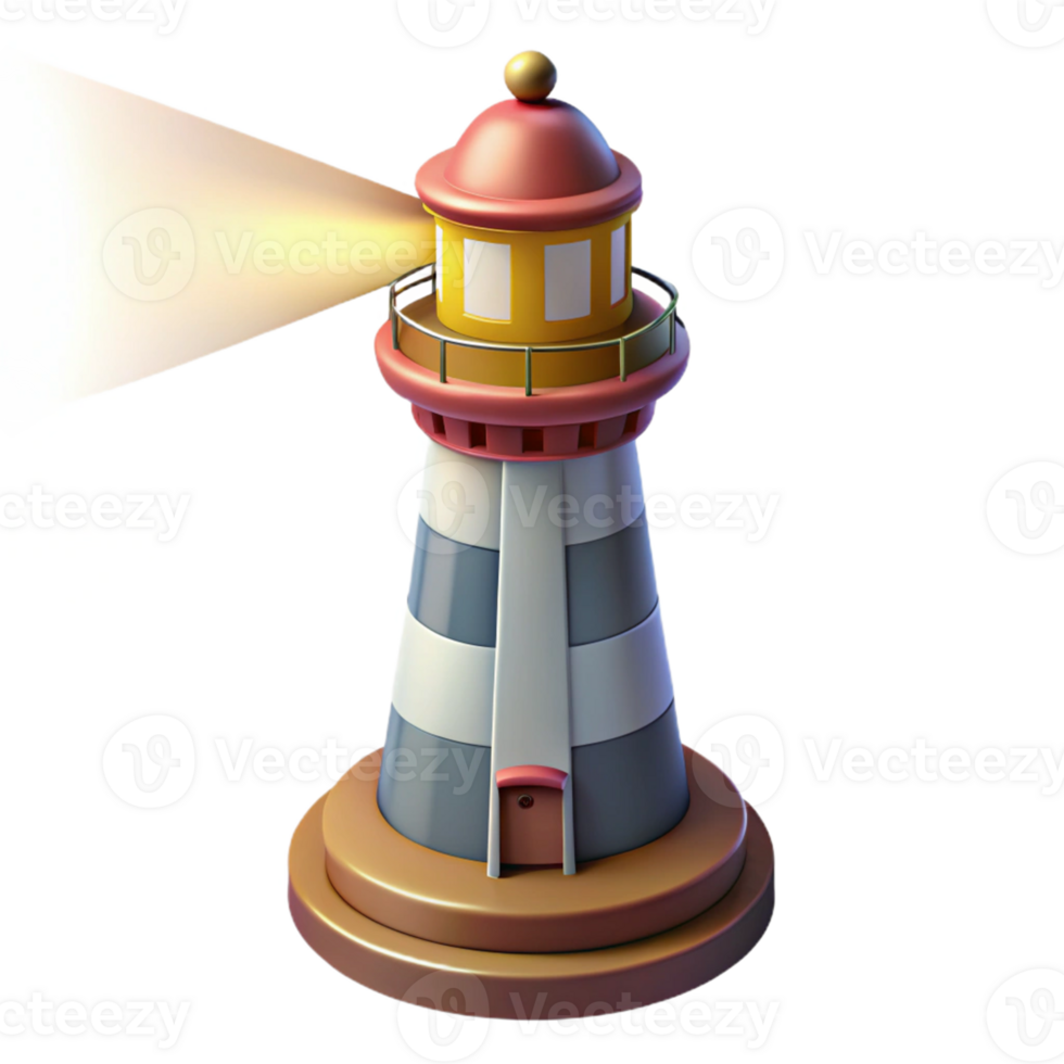 stunning modern Cartoon Lighthouse 3D Render high quality png