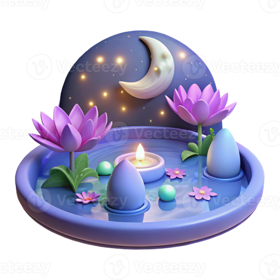 beautiful creative Serene Night 3D Illustration high quality png