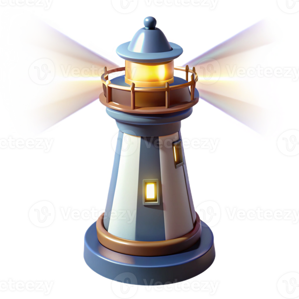 beautiful vintage Lighthouse 3D Illustration original png
