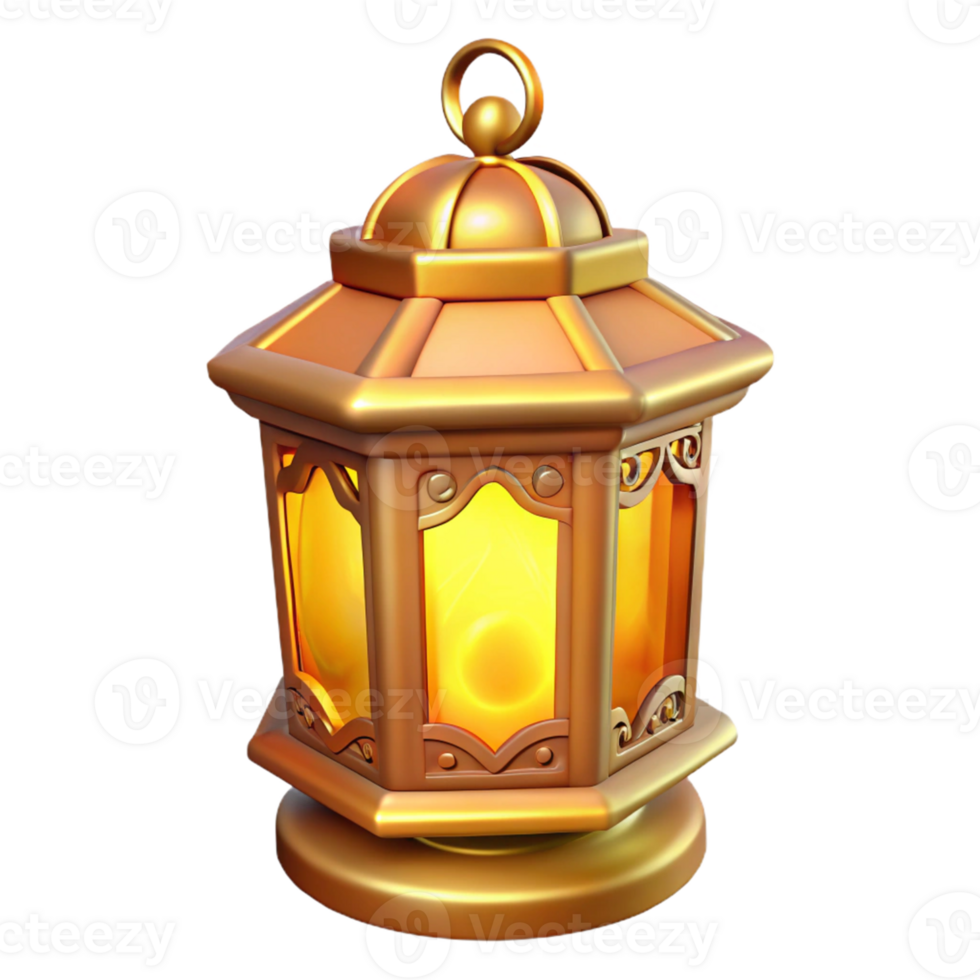 elegant vintage Golden 3D Lantern Illustration professional png