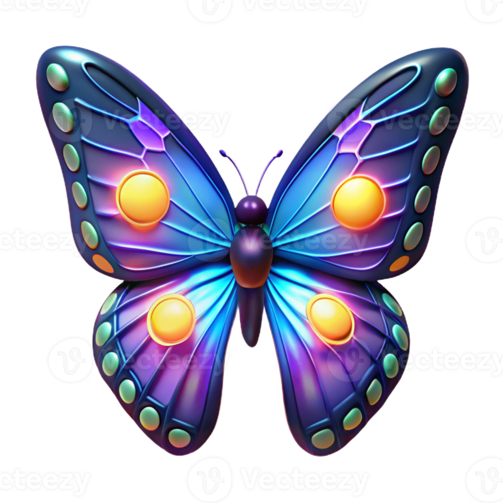 magnificent rustic Luminous Butterfly 3D Render detailed png